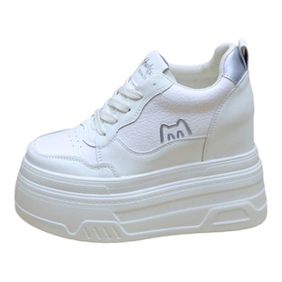 隐形14公分白色厚底松糕鞋女内增高10-12cm休闲百搭小白鞋小个子