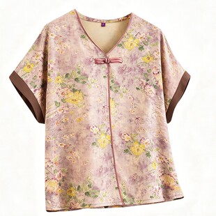 妈妈装夏装宽松t恤女中老年人短袖上衣老人衣服奶奶夏季洋气套装