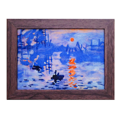 数绵羊羊毛毡戳戳乐diy材料包 莫奈日出相框画装饰摆件送情侣礼物