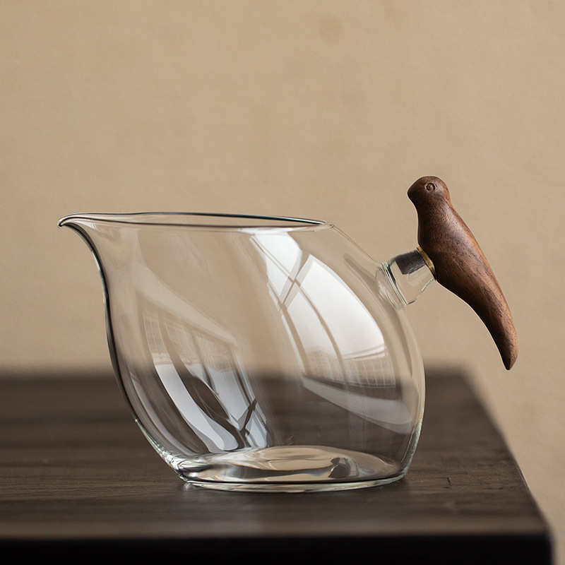 喜上眉梢 日式木把玻璃公道杯功夫茶具分茶器断水好通透精致高