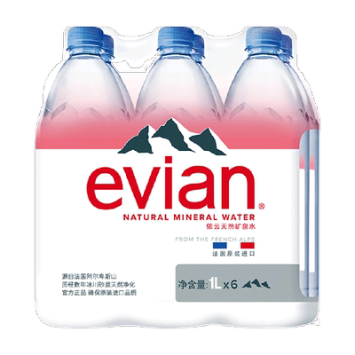 依云进口矿泉水纯净口感1L*6瓶