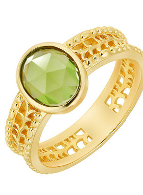 日系纯银镀金宝石戒指轻奢女