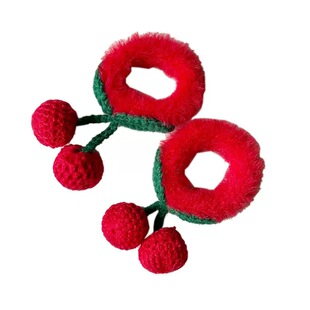 新年儿童发圈红色高弹毛球皮筋甜美女童百年喜庆橡皮筋扎头发拇指