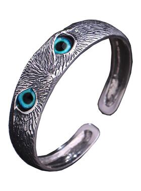 纯银手工银饰手镯男女开口个性