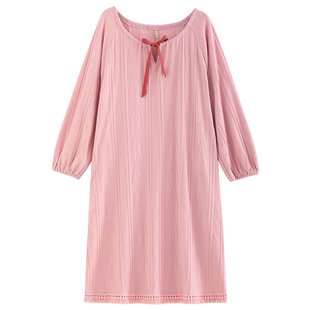 家乐芬睡裙女士睡衣春秋季秋款纯棉长袖长款连衣裙子夏款薄款大码