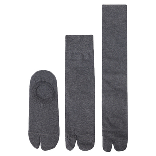 分趾袜子女春夏纯棉薄款二趾中筒袜tabi灰色小腿袜夏季黑白及膝袜