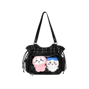 木与石高级感日常款追星痛包黑色高颜值韩系大容量藏灯牌20cm娃包