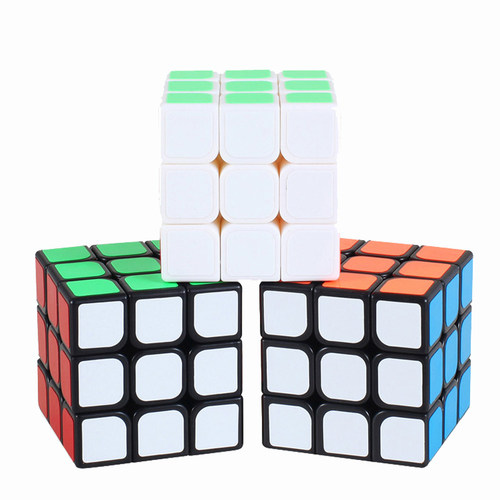 永骏冠龙三阶魔方3阶实色贴纸 初学者专用入门顺滑速拧早教玩具