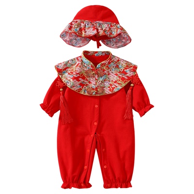 周岁礼服女宝宝百日满月连体衣服