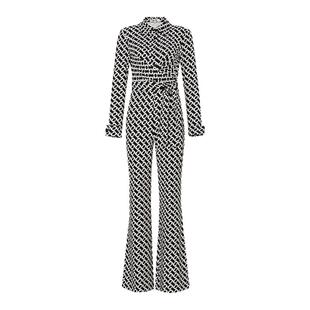[新品再降]DVF2026春夏新款黑白锁链通勤风修身微喇连体裤PJ4T001