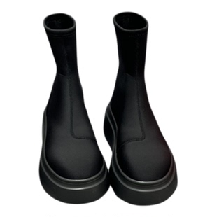 乐魔欧洲站女鞋2025秋新款欧货圆头休闲松糕底增高套筒短靴弹力靴