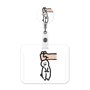 个性搞怪可爱兔子卡套工牌身份证件套交通卡学生卡吊牌滑盖半透明