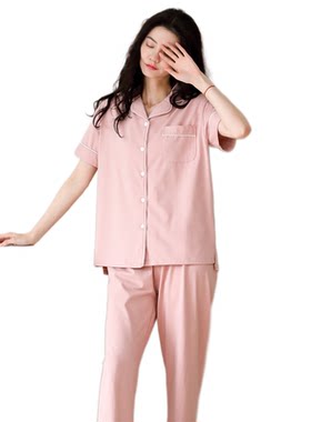 简约纯色纯棉女士睡衣