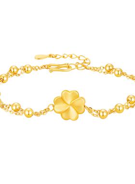 中国黄金珍纯银四叶草气质手链