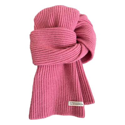 粉色毛线围巾女韩系秋冬纯色围脖
