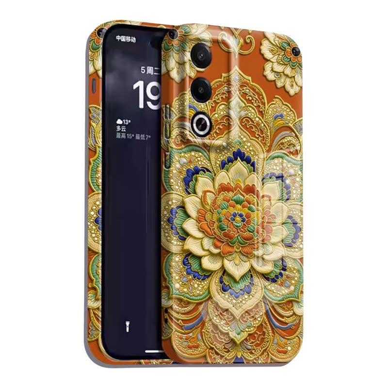 莲花图腾菲林壳适用OPPOa3活力版手机壳新款高级简约a5Pro外壳全包防摔镜子支架硬壳a6Pro手机套女款
