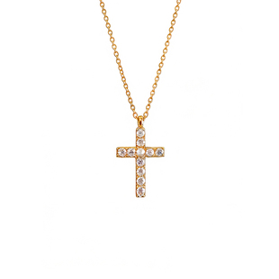 金色十字架吊坠项链女锆石欧美辣妹爆闪锁骨链轻奢高级感镶钻项链
