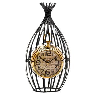 北欧轻奢铁艺创意工艺时钟座钟卧室客厅酒柜装饰摆件静音台钟摆台