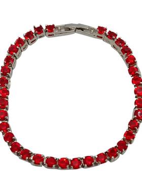 铜镀白金红玛瑙彩宝手链手串