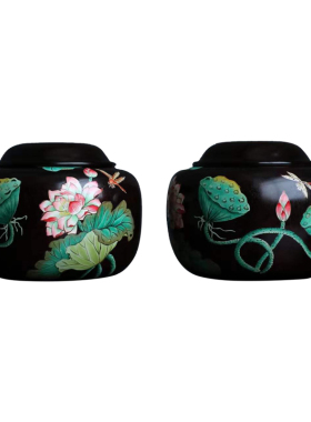 印度小叶紫檀红木彩绘密封围棋罐