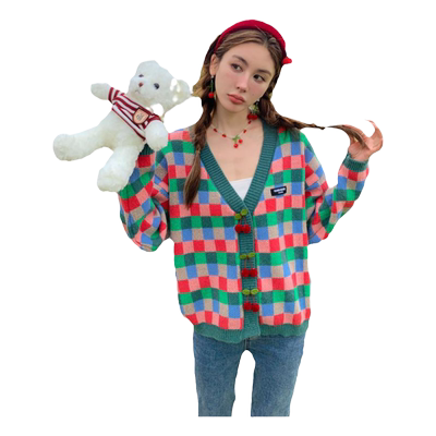 格子针织外套CLOUDSEASON开衫