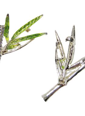 节节高金属珐琅彩竹子胸针枫叶玫瑰音乐飞扬锆石镶钻领口胸饰定制