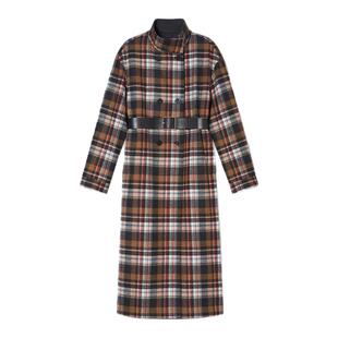 PSALTER诗篇立领宽松格纹长款羊毛大衣毛呢外套2025冬款