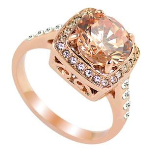 黄水晶复古欧美轻奢网红时尚个性潮玫瑰金食指夸张红色宝石戒指女