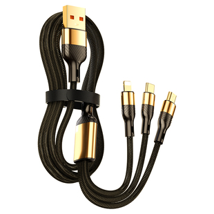 240W数据线三合一安卓充电线快充适用华为vivo小米oppo苹果typec镀金手机充电器一拖三车载多功能三头通用