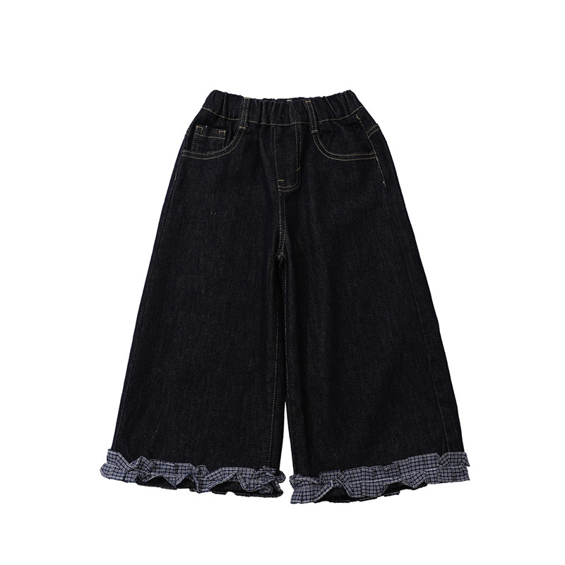 韩系牛仔阔腿裤时尚春秋新品