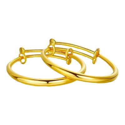 沙金儿童宝宝手镯长命锁编绳项链