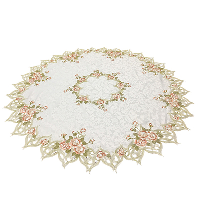 刺绣镂空圆桌布台布雪丽布艺中式