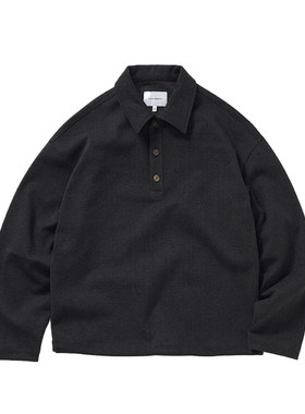 714street毛呢半开领长袖POLO