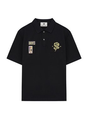 肯迪文玫瑰刺绣休闲纯棉短袖POLO