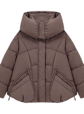 Basic House/百家好冬季新款加厚白鸭绒外套宽松显瘦短款羽绒服女