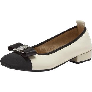 百思图2025秋季商场新款拼色浅口单鞋时尚通勤女鞋妈妈鞋B1713CQ5