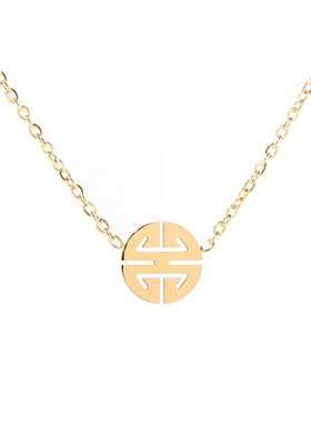 不掉色~金色小福牌项链女夏锁骨链颈链镂空福字小众潮高级感礼物