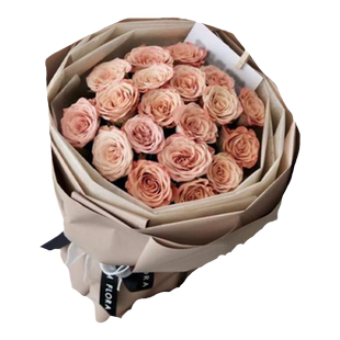 卡布奇诺玫瑰花束送女友北京广州上海成都生日鲜花速递同城配送店