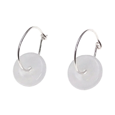 天然翡翠平安扣小圆圈养耳足银