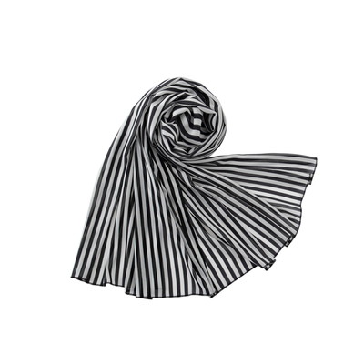 洋气百搭黑白斑马条纹女薄围巾英伦丝巾时尚雪纺纱巾外搭大长披肩