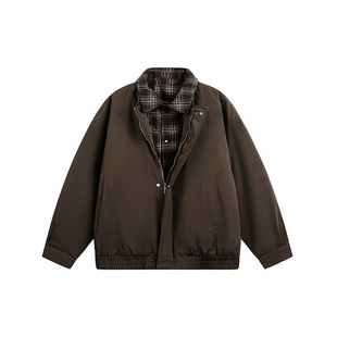 AYUN Studio 孙聖云假两件美拉德棉衣菱格夹棉小众复古冬季情侣潮