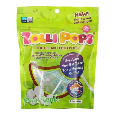 香港直发Zollipops祖莉洁牙棒棒糖青苹果味易于消化吸收素食88g