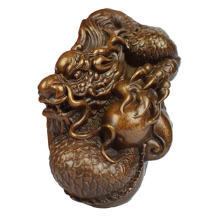 铜实心招财生肖龙工艺品摆件男女随身手把件龙行天下客厅书房把玩