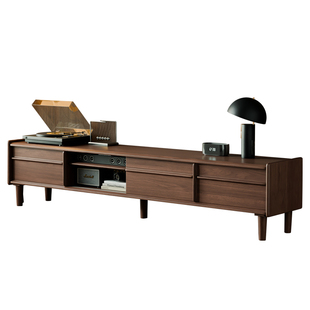 家逸实木电视柜茶几组合落地储物柜中古风小户型客厅家用电视机柜