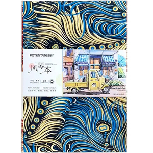 遵爵全棉水彩本300g布艺手帐本细纹小巧便携式水彩纸美术生专用丙烯马克笔本中粗方形迷你口袋随身手账绘画本