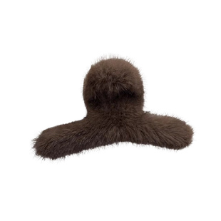 美拉德慵懒风大号毛绒抓夹女2025新款鲨鱼夹高级感毛毛发夹后脑勺