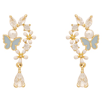 IPINK春夏超仙蝴蝶花锆石耳饰