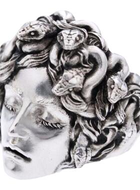 欲望车间原创手工美杜莎纯银戒指