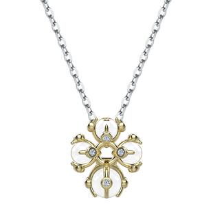INIZIO 光启系列 白水晶金银拼色十字花吊坠项链原创设计小众百搭