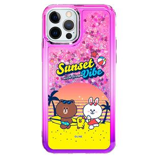 LINEFRIENDS布朗熊苹果14promax手机壳流沙闪粉透明iPhone14Pro保护壳全包防摔硅胶女款高级感卡通可爱可妮兔